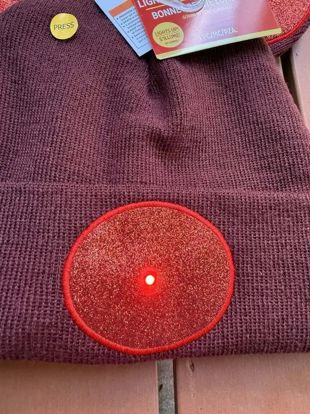 Light Up Reindeer Beanie Brown Winter Hat